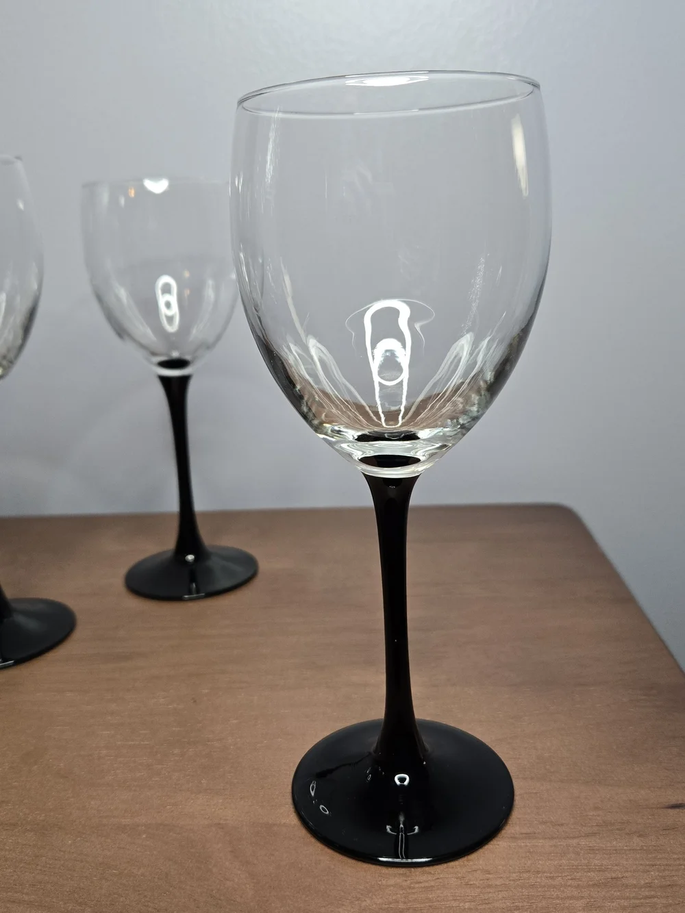 Vintage LUMINARC France Stemware Complete Service For Two, Elegant Black Stem